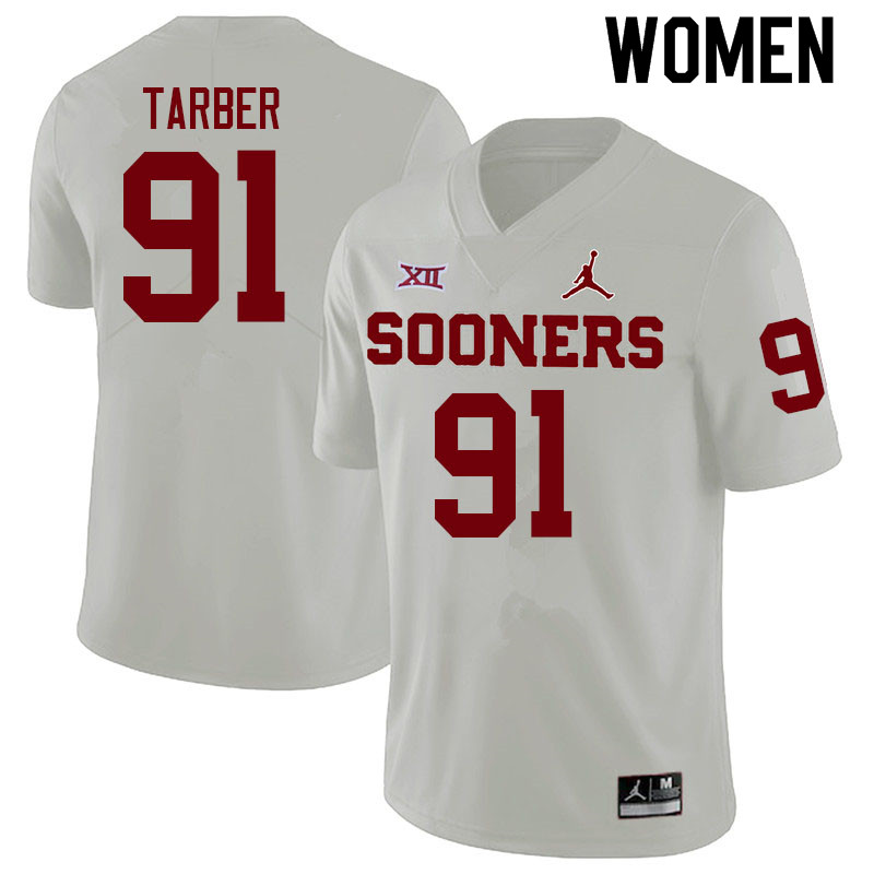 Women #91 Alton Tarber Oklahoma Sooners College Football Jerseys Sale-White - Click Image to Close